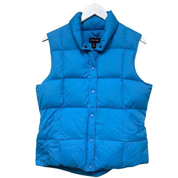 LANDS END Goose Down Vest Medium Blue Puffer Womens Jacket - Picture 2 of 11
